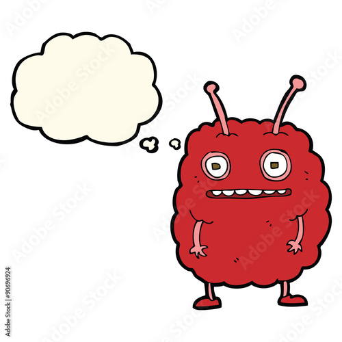 cartoon funny alien monster with thought bubble