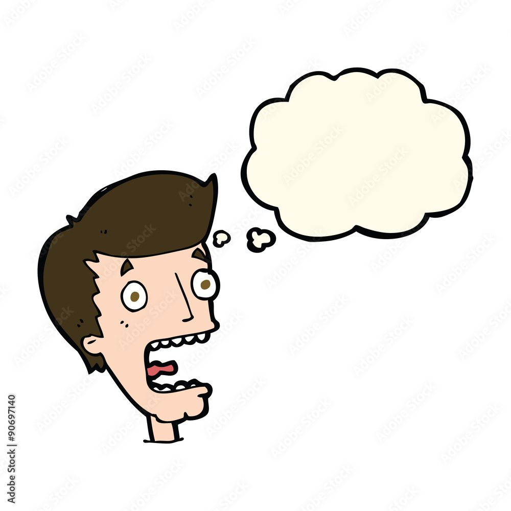 cartoon terrified man with thought bubble cartoon terrified man with thought bubble