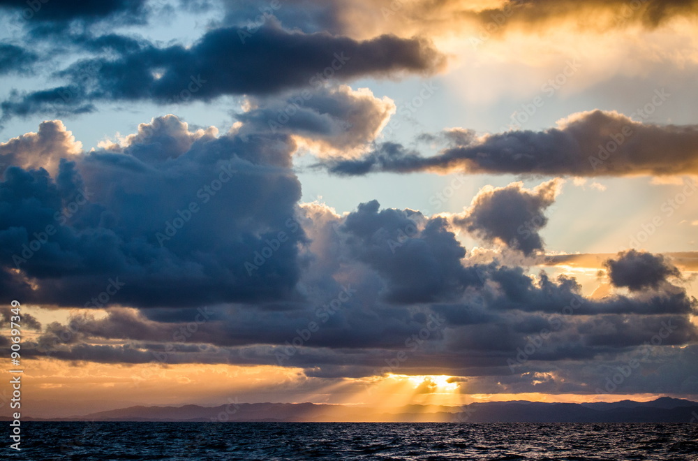 Sunset in the Indian Ocean. Coast of Madagascar.