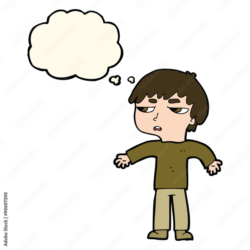 cartoon annoyed boy with thought bubble cartoon annoyed boy with thought bubble