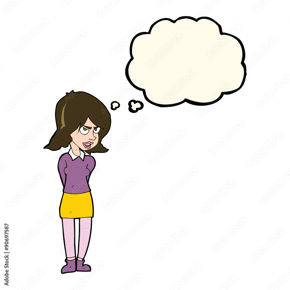 cartoon annoyed woman with thought bubble cartoon annoyed woman with thought bubble