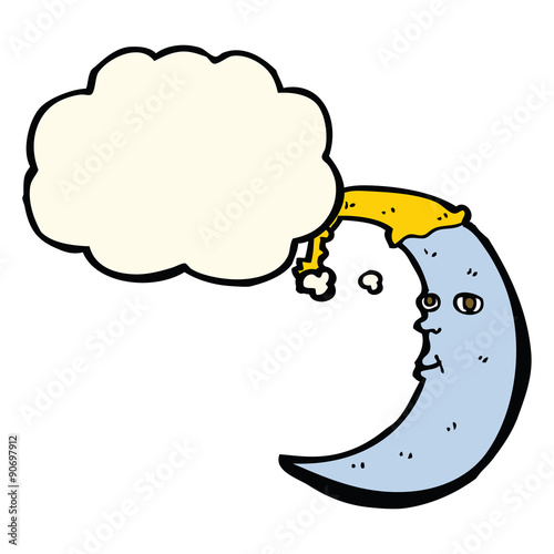 sleepy moon cartoon with thought bubble