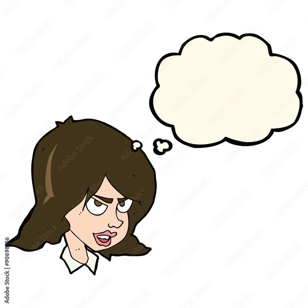cartoon annoyed woman with thought bubble cartoon annoyed woman with thought bubble