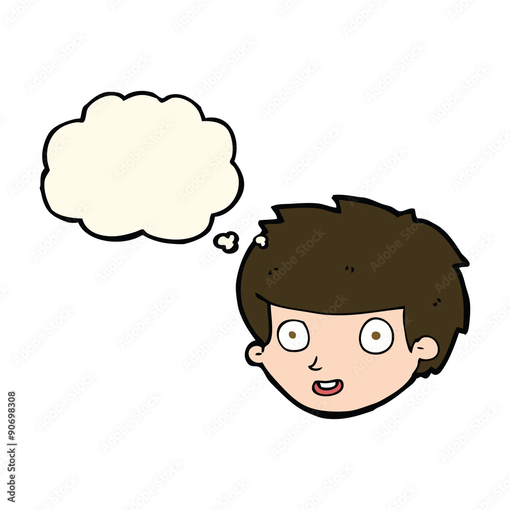 cartoon happy boy's face with thought bubble cartoon happy boy's face with thought bubble