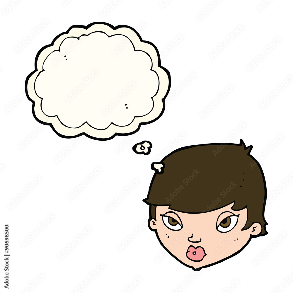 cartoon unimpressed woman with thought bubble cartoon unimpressed woman with thought bubble