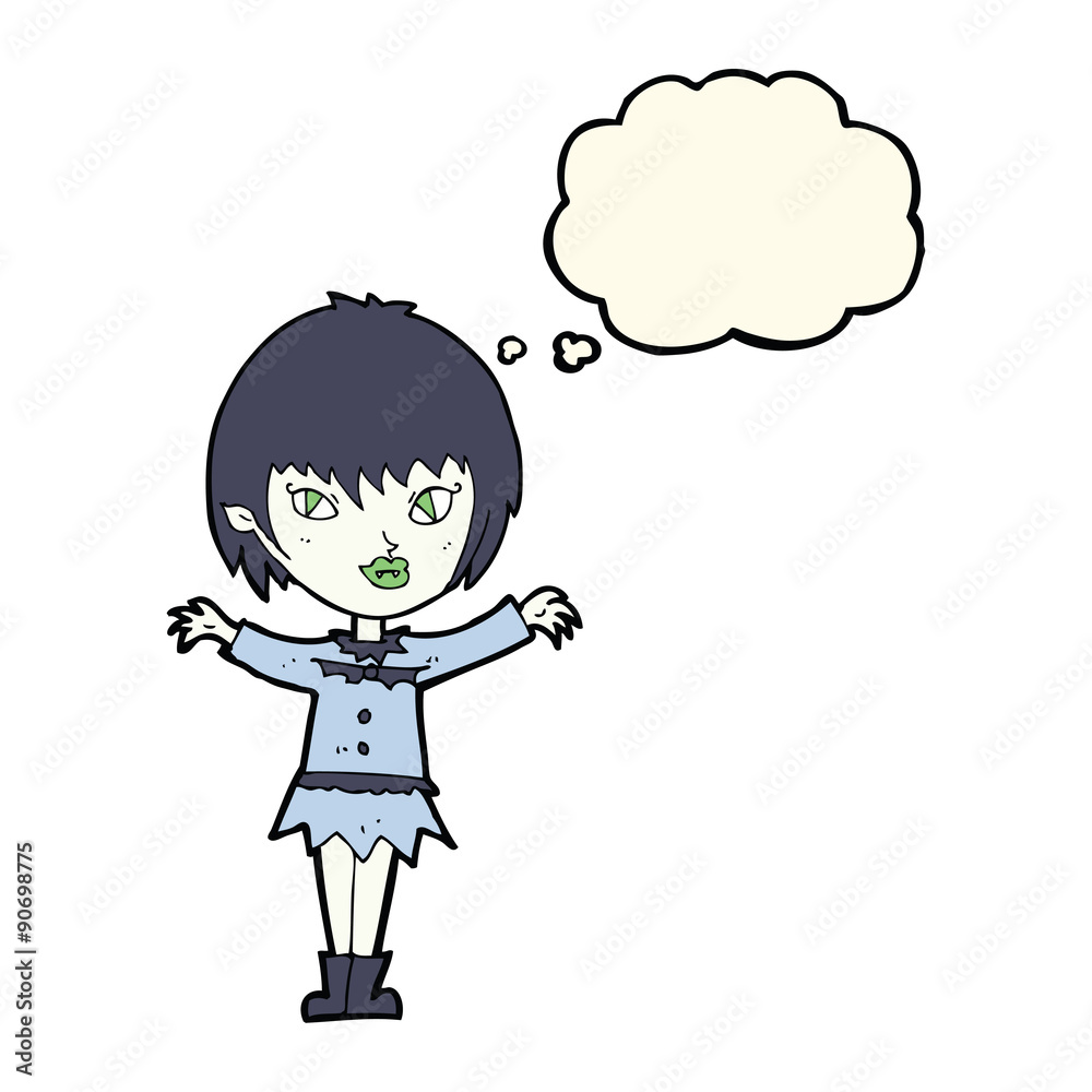 cartoon vampire girl with thought bubble cartoon vampire girl with thought bubble