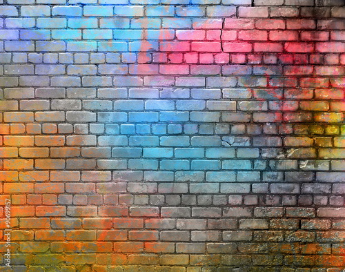 Fototapeta Kolorowa ściana z cegieł tekstura