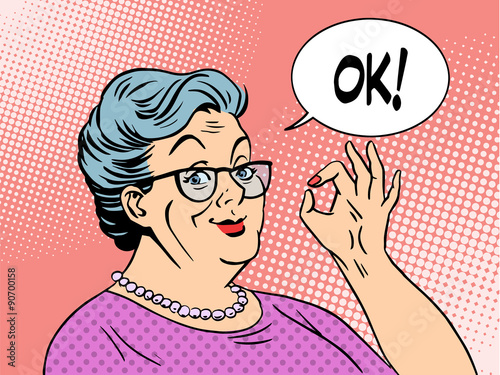 old woman grandma okay gesture