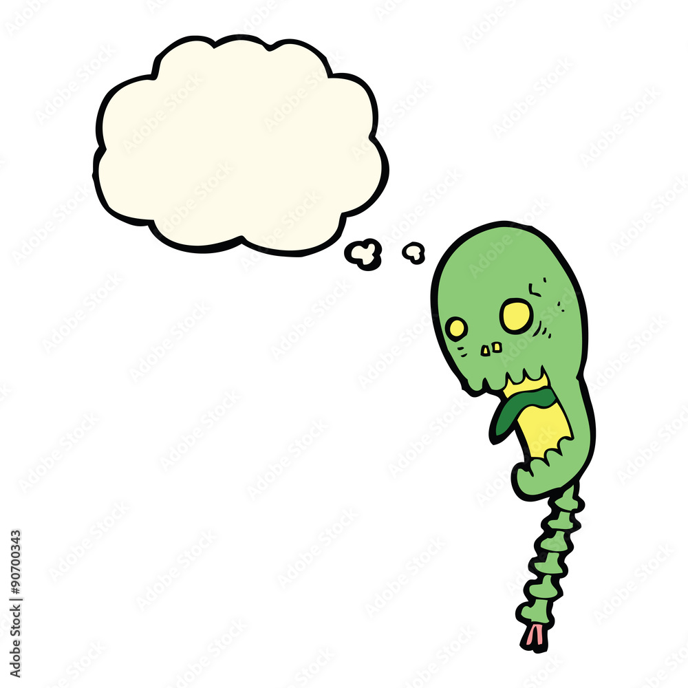 funny cartoon skull with thought bubble funny cartoon skull with thought bubble