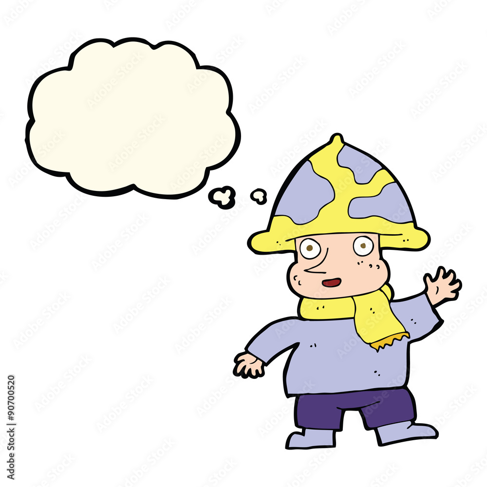 cartoon mushroom man with thought bubble cartoon mushroom man with thought bubble