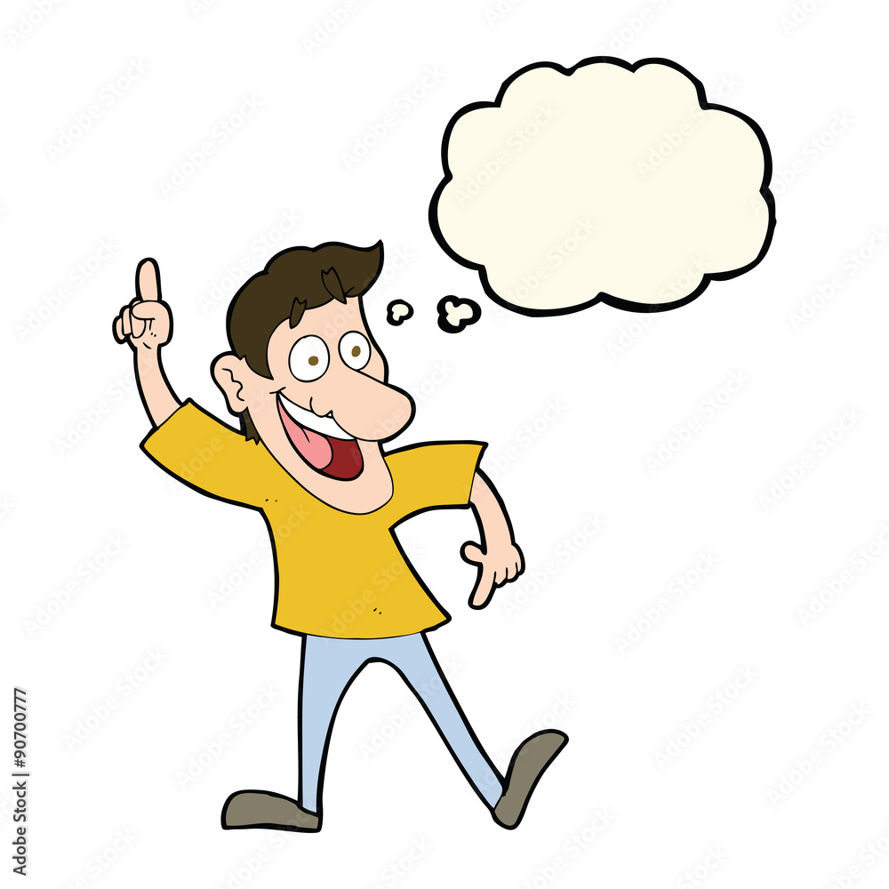 cartoon man with great idea with thought bubble cartoon man with great idea with thought bubble