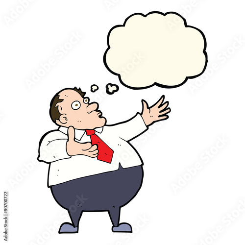 cartoon exasperated middle aged man with thought bubble