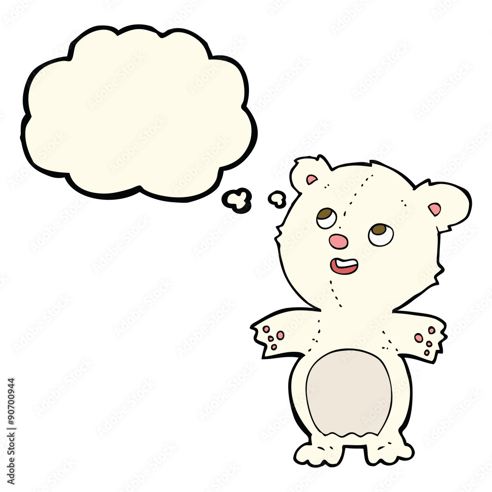 cartoon happy little polar bear with thought bubble cartoon happy little polar bear with thought bubble