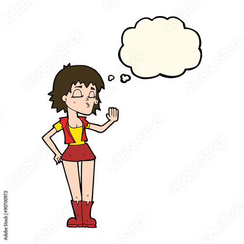 cartoon cool girl with thought bubble