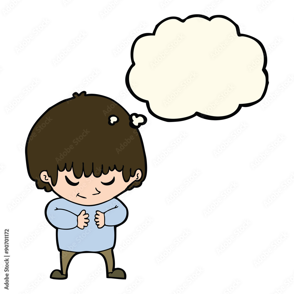 cartoon shy boy with thought bubble cartoon shy boy with thought bubble