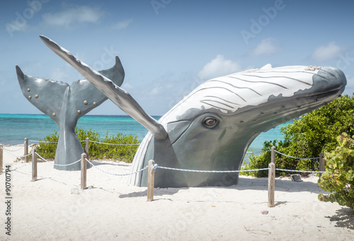 Blue whale statue on Grand Turk Island