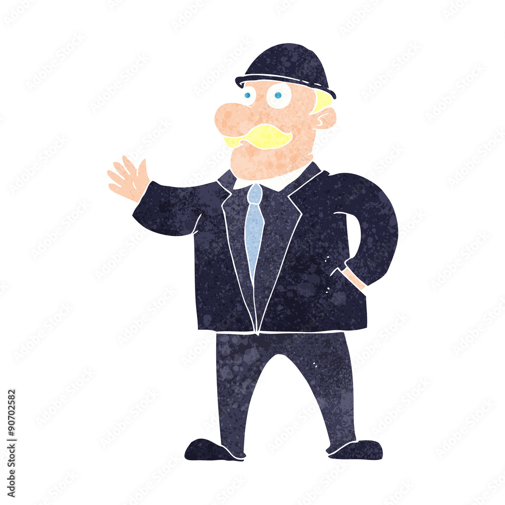 cartoon sensible business man in bowler hat cartoon sensible business man in bowler hat
