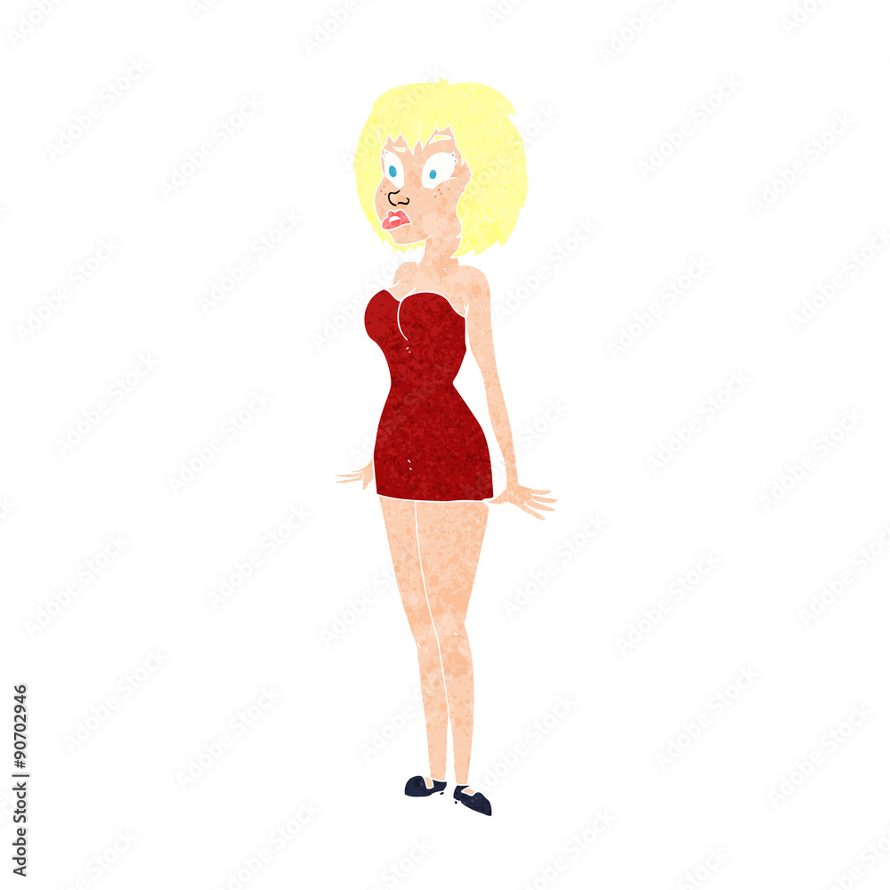 cartoon surprised woman in short dress cartoon surprised woman in short dress