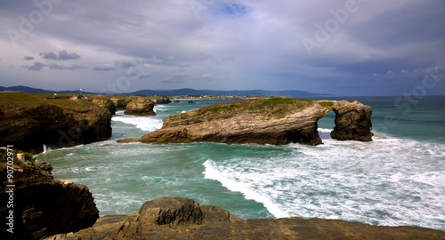 View of the beach of the Cathedrals in Ribadeo, Galicia - Spain