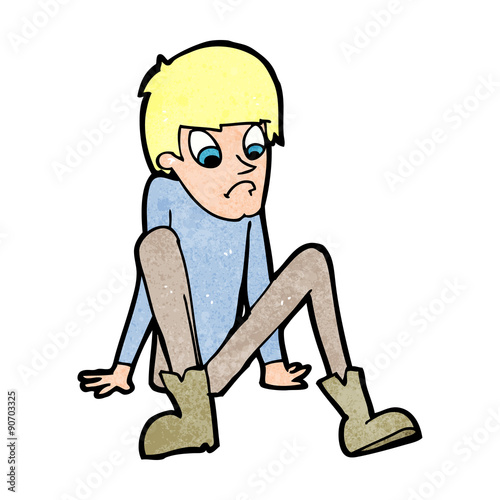 cartoon boy sitting on floor