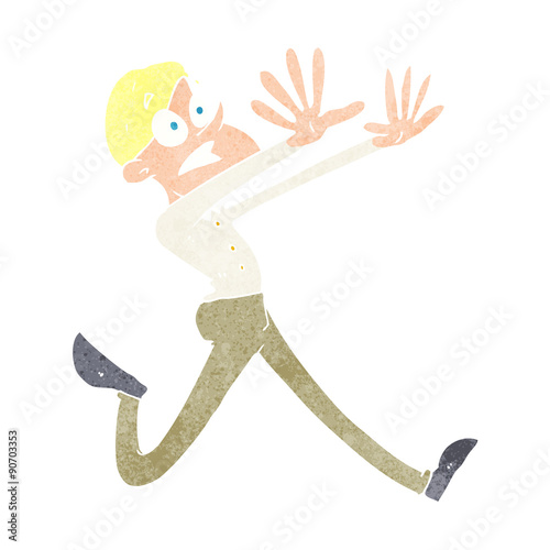 cartoon man running away