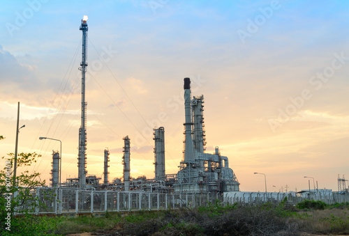 Oil refinery at sunrise