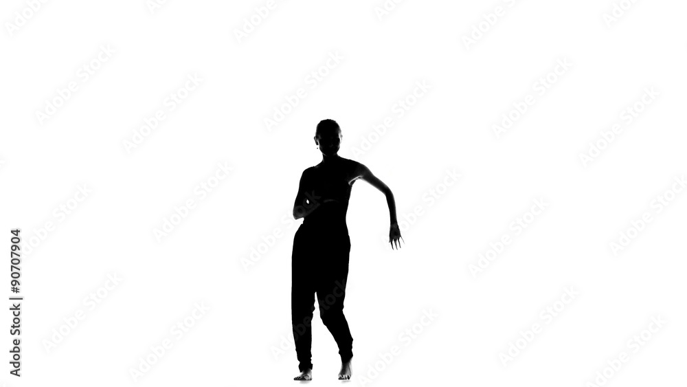 Beautiful social latina dancer continue dancing, on white