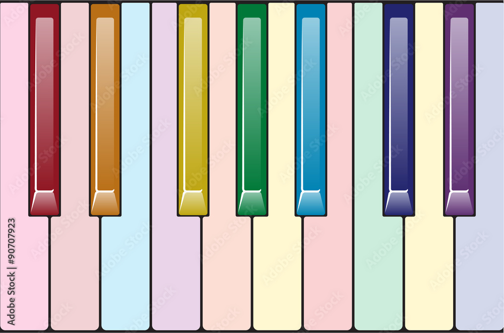 Rainbow piano keyboard