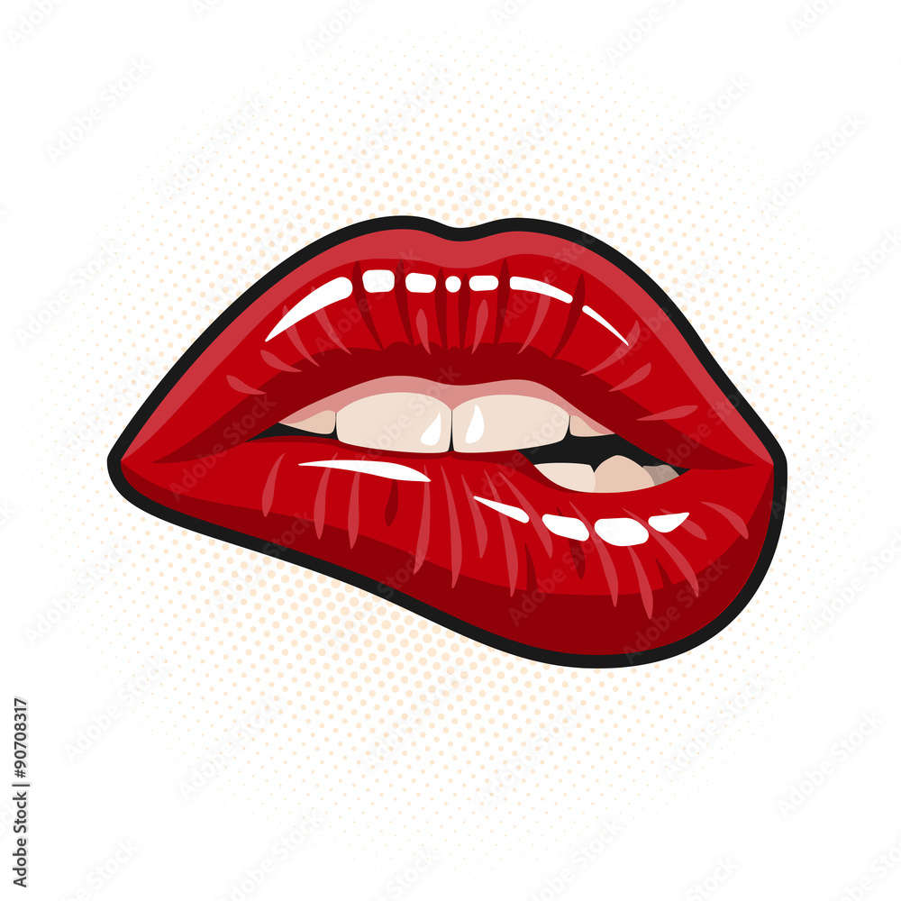 Obraz premium red lip biting