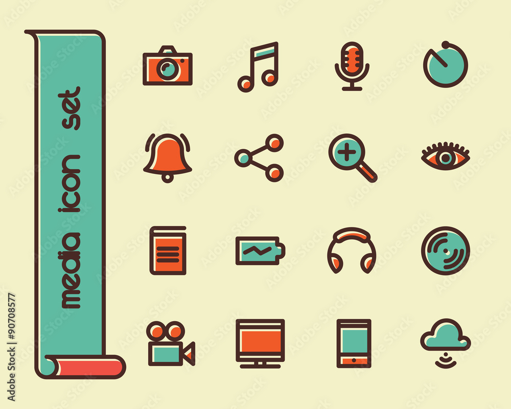 Fototapeta premium Fat Line Icons