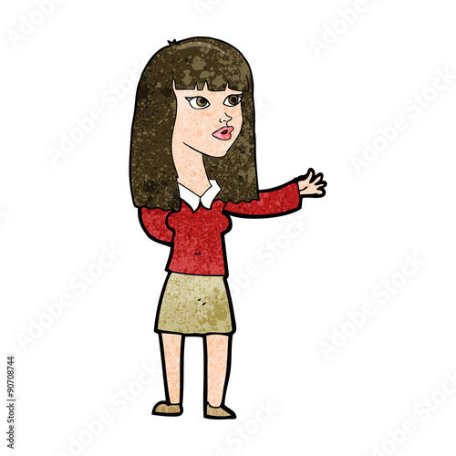 cartoon woman gesturing to show something