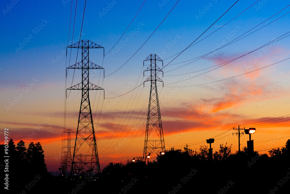 Fototapeta premium Electricity Towers Sunset