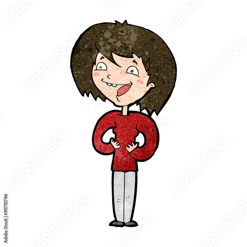 cartoon excited woman
