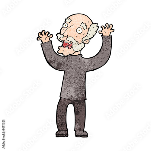 cartoon terrified old man