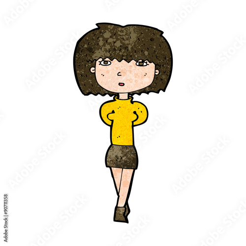 cartoon shy woman