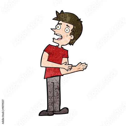 cartoon man making excuses