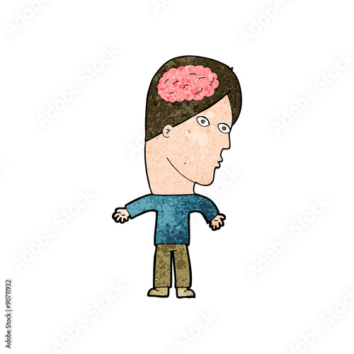 cartoon man with brain symbol