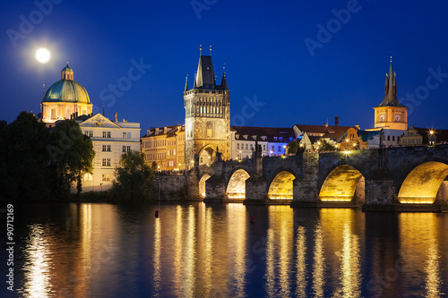 Night view of Charles Bridge in Prague