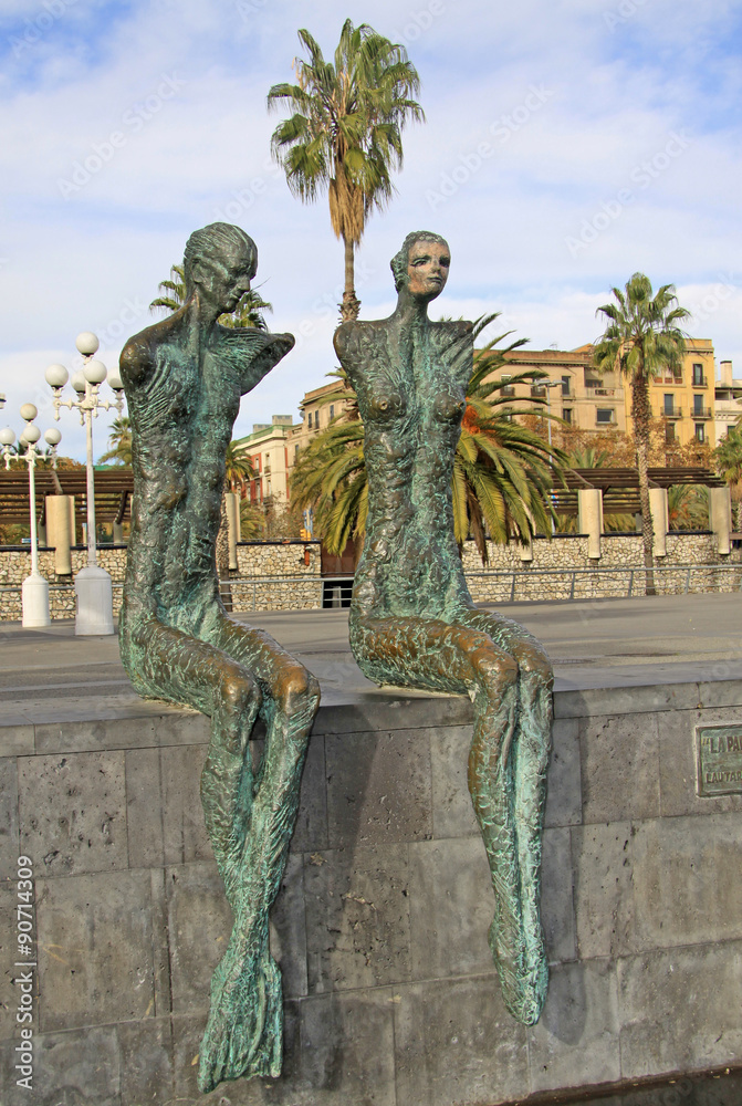 BARCELONA, SPAIN - DECEMBER 14, 2011: Sculpture La Parella by Lautaro Diaz in Port Vell