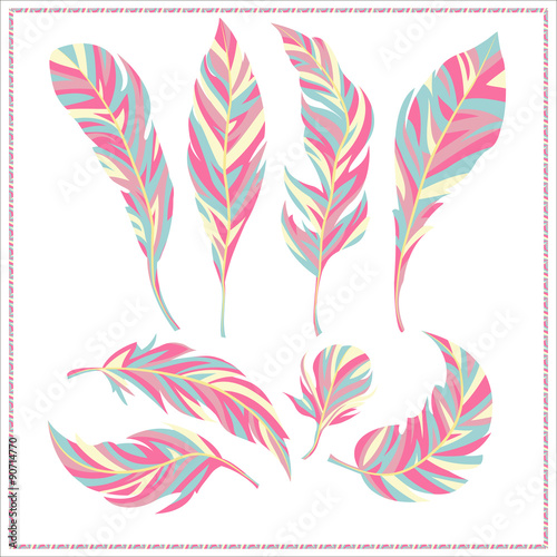 Set of decorative feathers