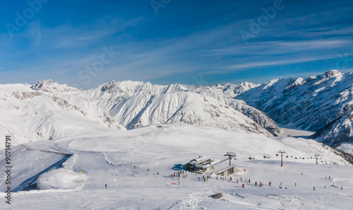 View of skiing resort in Alps. Livigno, Italy