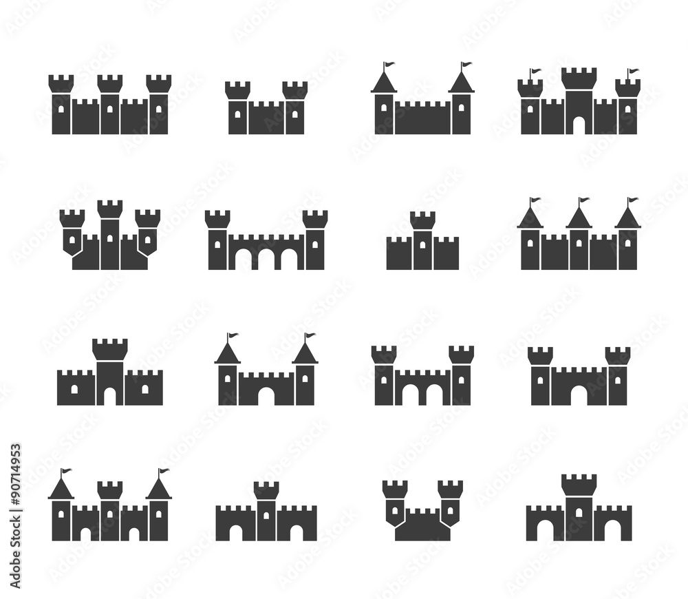 Castle icons set.