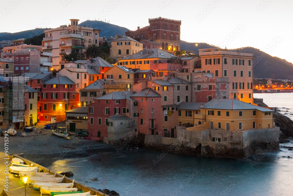 Boccadasse, a sea district of Genoa, during the dawn