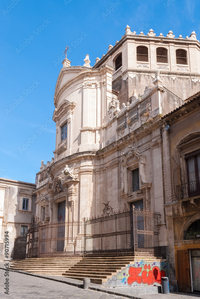 The baroque church of San Giuliano in the city center of Catania