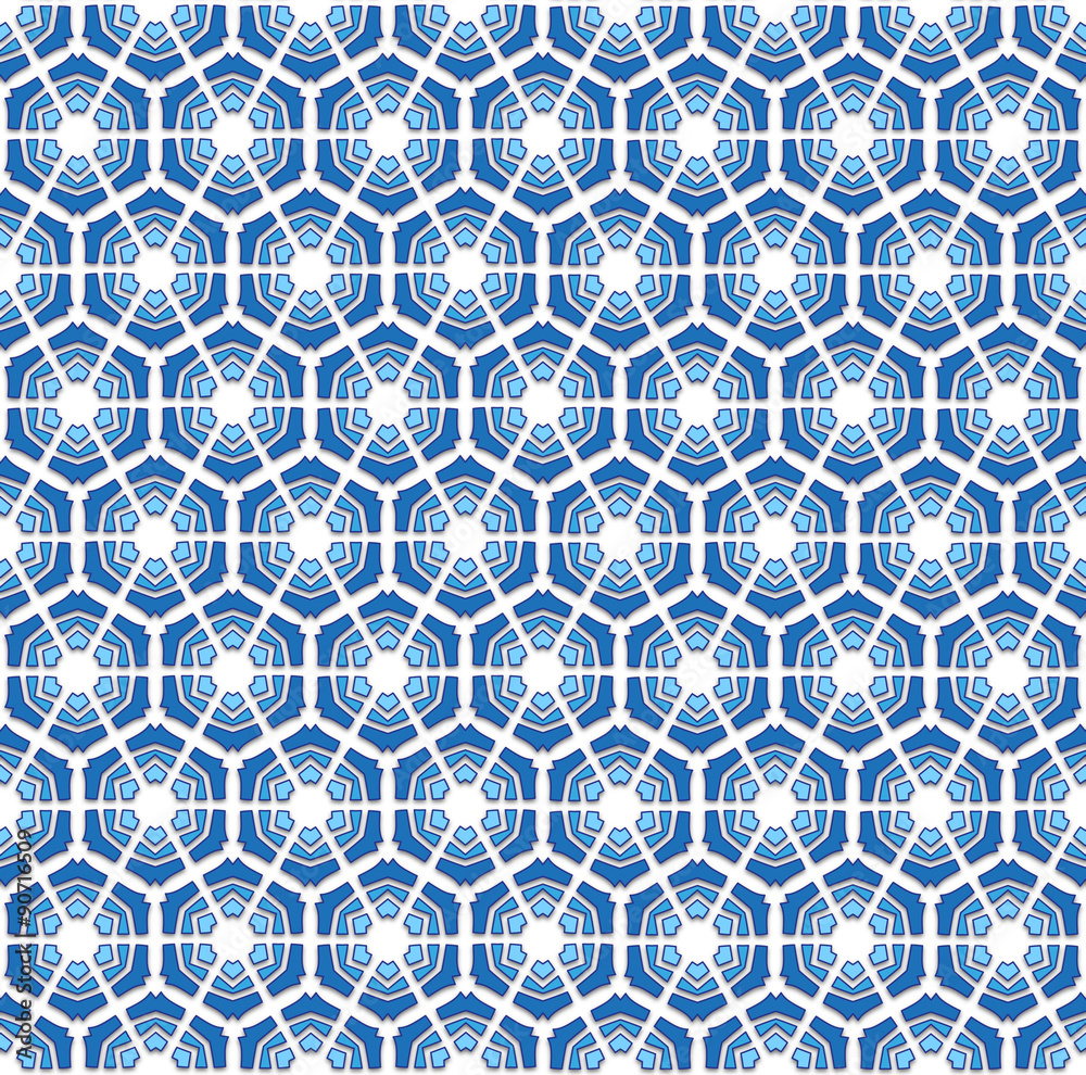 Winter blue hexagonal snowflakes pattern