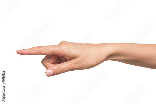 Human hand point with finger 