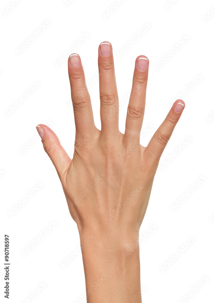 Fototapeta premium Woman hand showing number five.