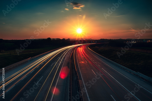 Budapest, Hungary April 19, 2015: Sunset On The Highway © br3kkancs