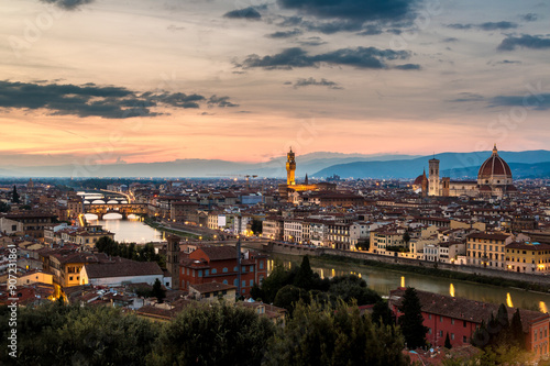 Fototapeta Naklejka Na Ścianę i Meble -  Panoramic sunset Florence