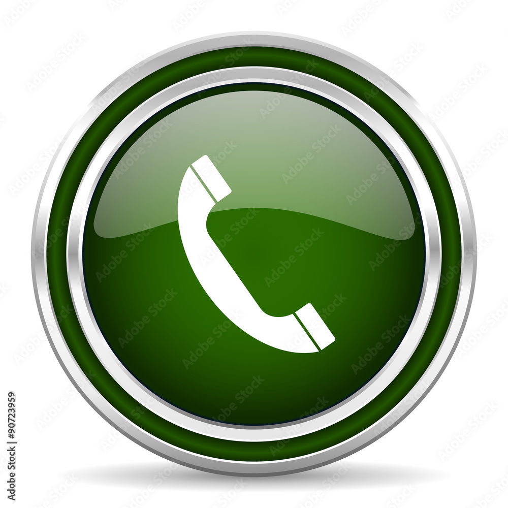 phone green glossy web icon